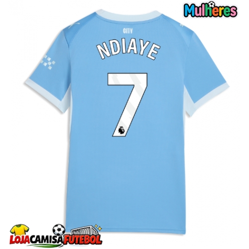 Camisa de Futebol Manchester City Iliman Ndiaye #7 Equipamento Principal Mulheres 2026-27 Manga Curta